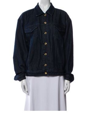 MK |Dark Blue Denim Jacket - Women's Classic Button